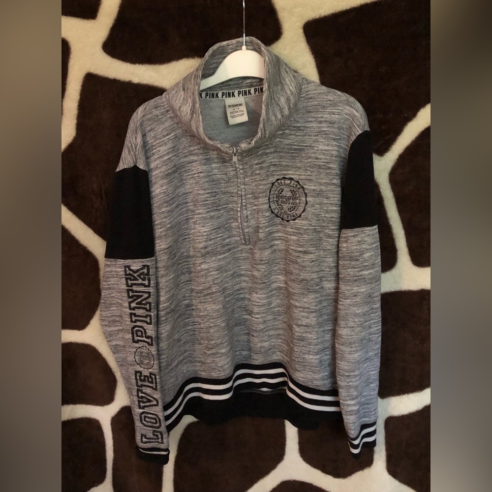 Victoria's Secret (Pink) Bling High & Low Half Zip crew Pullover